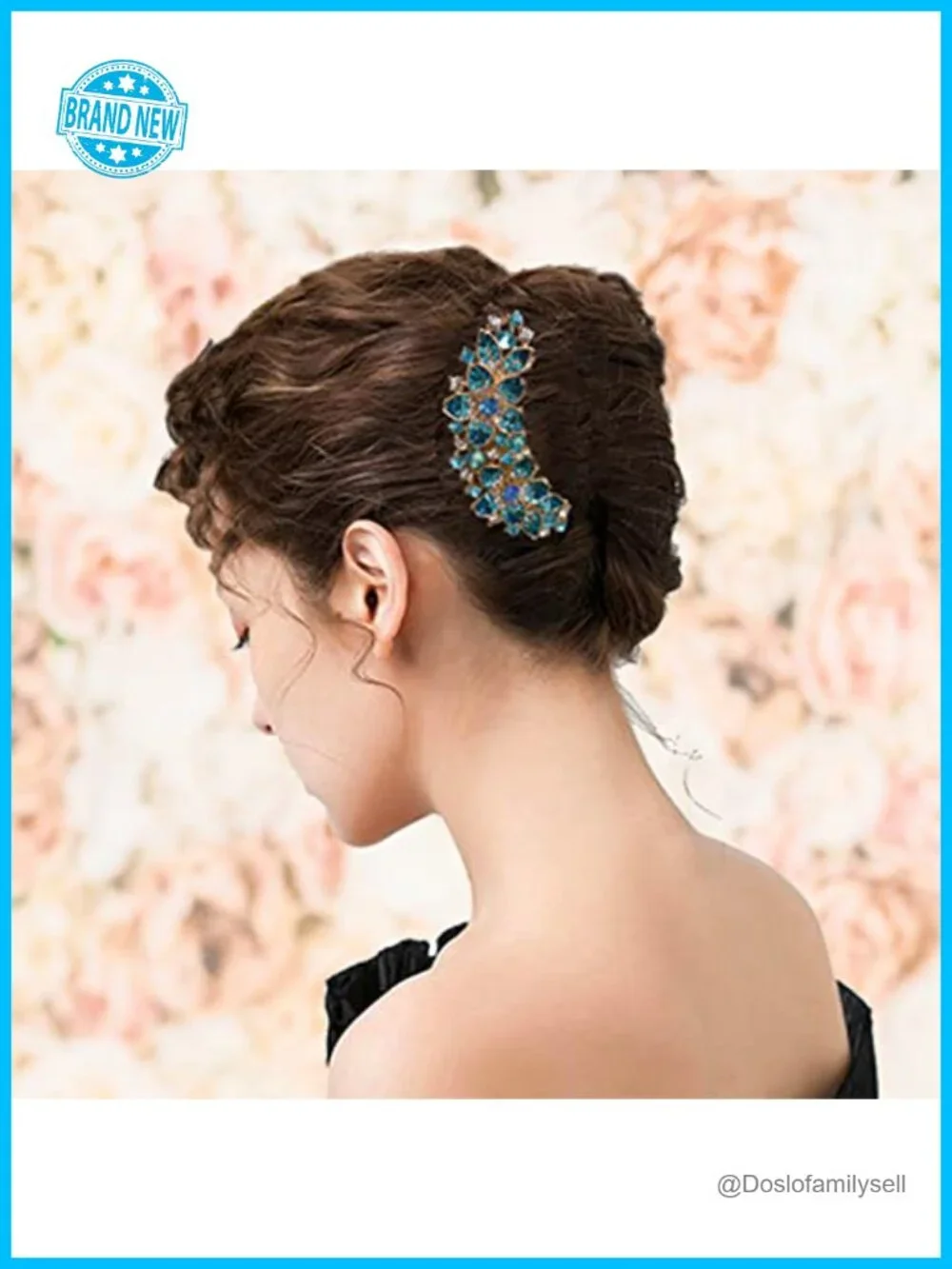 Rhinestone Inlaid Flower Hair Comb Hairpin Barrette Hair Accessory